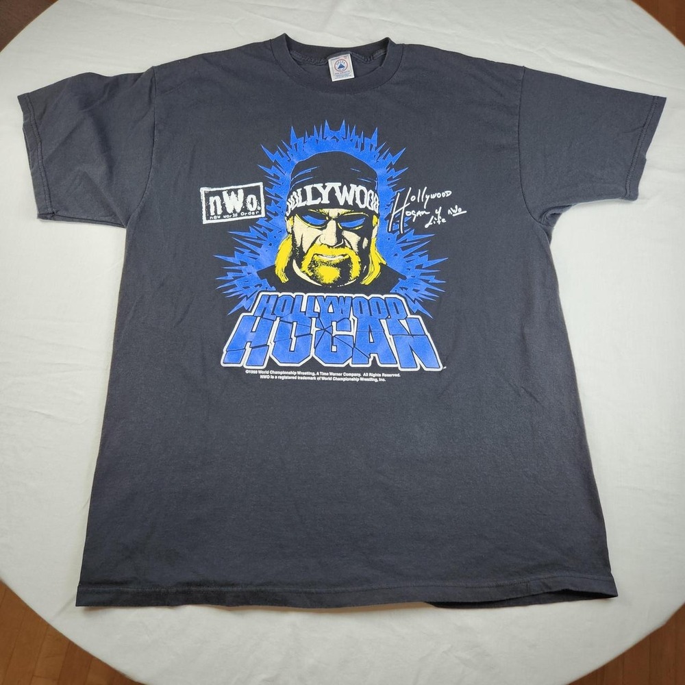 Vintage 1998 NWO Hollywood Hulk Hogan WCW Wrestling T-Shirt Black XL Big Face